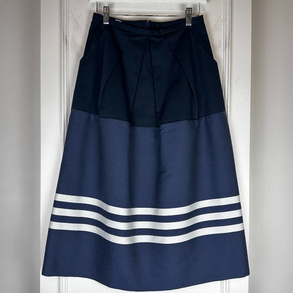 Jil Sander Navy Navy Striped Midi Skirt